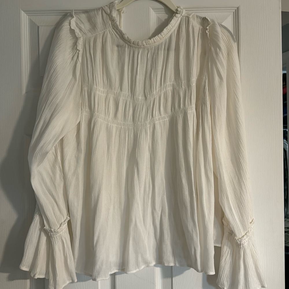 White free people flutter sleeve top